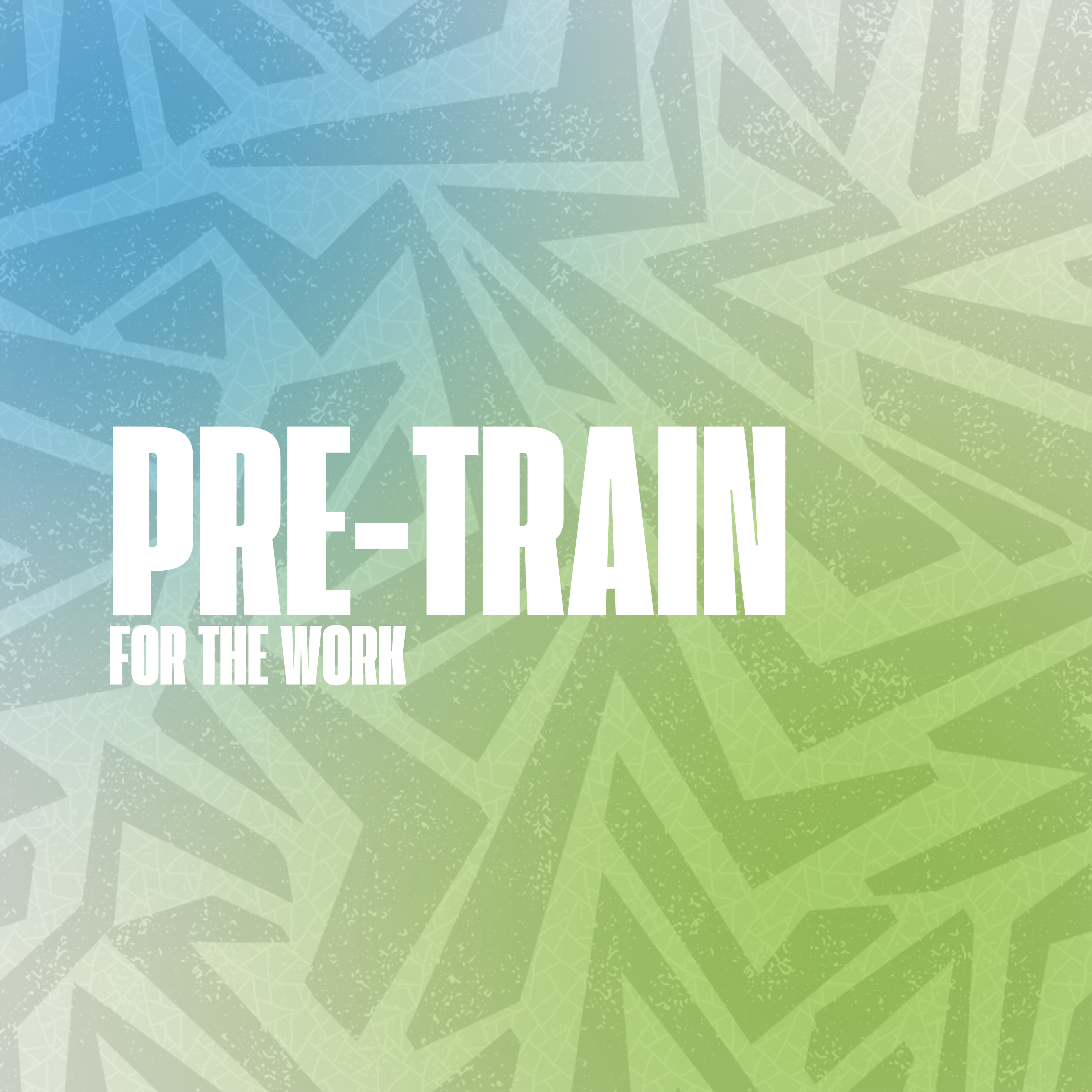 pre-Train supplement graphic with bold text reading “Pre-Train for the work,” representing energy and performance support before workouts